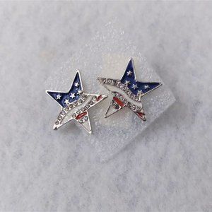 Brand New Red, White & Blue Stars & Stripes Patriotic Stud Earrings
